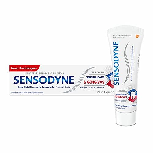 Sensodyne Creme Dental Sensibilidade & Gengivas Whitening para Dentes Sensíveis e Sangramentos na Gengiva, 100g