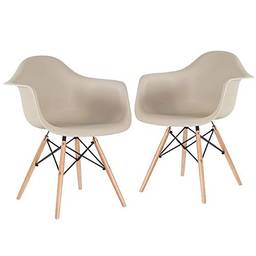 Kit - 2 x cadeiras Eames Daw - Nude - Madeira clara