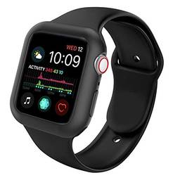 Capa case silicone para apple watch com pulseira de silicone tamanho 44mm preto