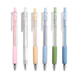 Henniu 6 canetas de tinta gel recarregáveis e retráteis 0,5 mm caneta gel de tinta preta para estudantes de escritório adulto