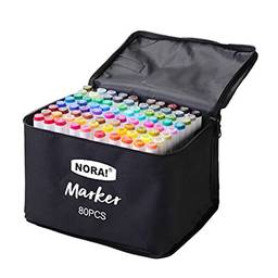 yeacher Conjunto de marcadores de álcool de 80 cores Canetas coloridas de ponta dupla Marcadores de arte de ponta fina embalados em bolsa de pano para crianças Adulto colorir Desenho Ilustrações Artista
