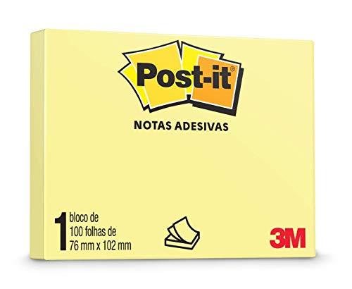 Bloco de Notas Adesivas Post-it Amarelo 76 mm x 102 mm - 100 folhas