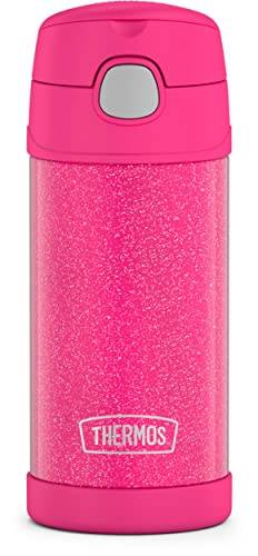THERMOS FUNTAINER Garrafa de canudo infantil isolada a vácuo de aço inoxidável de 355 ml, glitter rosa, F4101PKG6