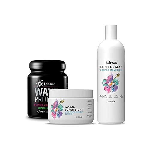 Kit Especial Shampoo Creme Gentleman + Leave-in Super Light + Máscara de Reconstrução Wave Protein - Kah-Noa
