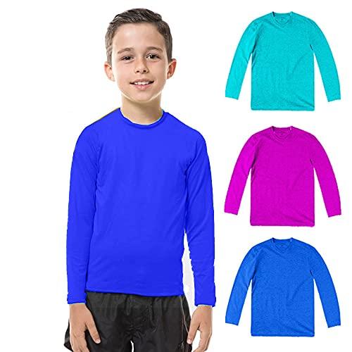 Kit com 03 Camisetas UV Protection Infantil UV50+ Tecido Ice Dry Fit Secagem Rápida - Royal - Turquesa - Rosa - 8