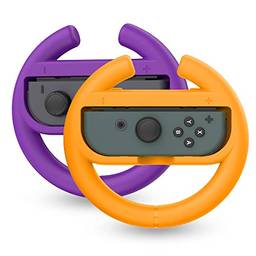 TALK WORKS Steering Wheel Controller for Nintendo Switch 2 Pack - Switch Racing Games Accessories Joy Con Controller Grip for Mario Kart - Purple/Orange
