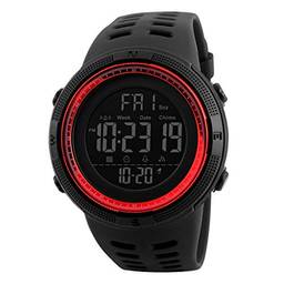 gazechimp Relógio Esportivo Masculino 1251 Cronômetro De Contagem Regressiva à Prova D'água Relógio Militar - Vermelho