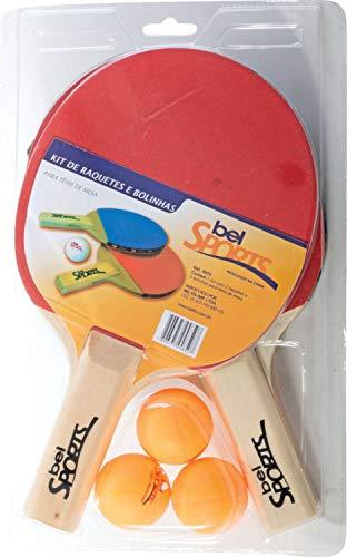 Kit Tênis de Mesa - 2 Raquetas + 3 Bolinhas Bel Fix Vermelho/Preto