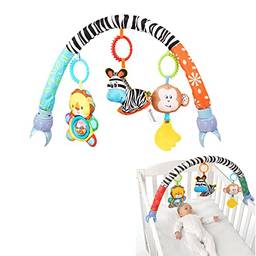 Brinquedo do arco do carrinho de bebê - Barra de atividade de carrinho com animal de desenho animado,Atividade sensorial divertida para recém-nascidos, ajustável para bebês, carrinhos, Littryee