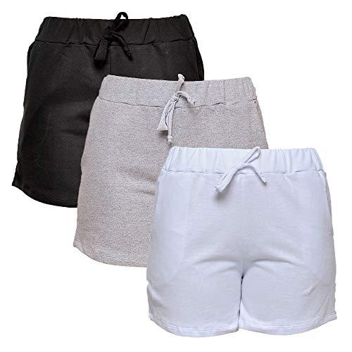 Kit com 3 Shorts de Moletim Style Feminino (Cinza, M)