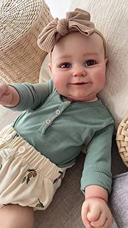 iCradle Boneca Reborn infantil realista feita à mão de 61 cm de vinil macio para recém-nascidos que parecem bebês de silicone verdadeiro com roupas e acessórios, presente para crianças