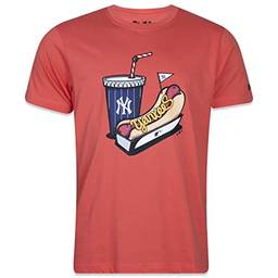 Camiseta New Era Manga Curta New York Yankees Have Fun Hot Dog Coral