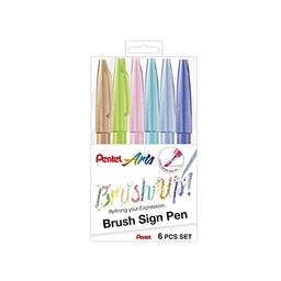 Kit Brush Sign Pen 6 Cores Pasteis