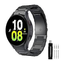 Lifenova Pulseira de relógio de titânio para Samsung Galaxy Watch 5 sem lacuna pulseira de metal, para Galaxy Watch 5 4 40 mm 44 mm 45 mm pulseira de titânio (preto)