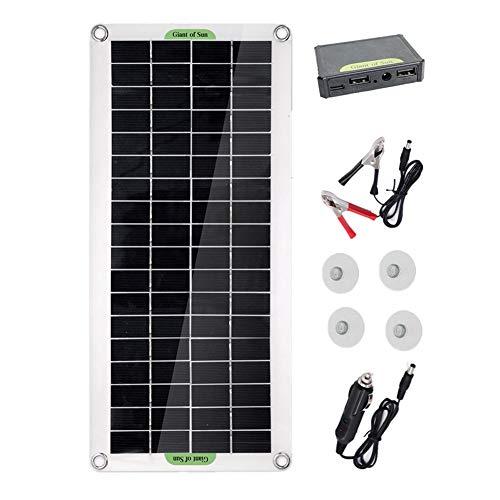 Romacci Painel solar policristal de 30 W Painel solar flexível para carro de acampamento em viagem ao ar livre Acessório de energia de emergência