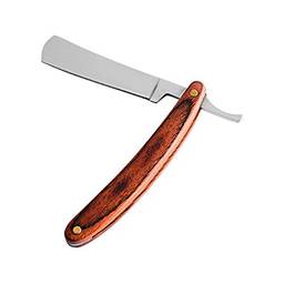KKcare Navalha reta manual navalha para barba dobrável com lâmina de borda reta cabo de madeira ferramenta de barbear profissional de barbeiro