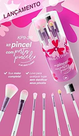 Kit 7 Pinceis com Porta Pincel - KP9-3R, Pincel para Maquiagem - Super Macil - Macrilan