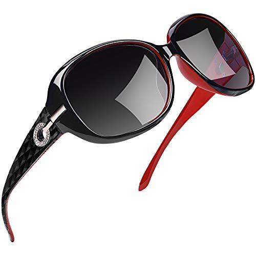 Óculos de Sol Feminino Polarizados Joopin Armação Grande óculos Escuros para Mulheres Vintage Senhoras Tons (Vermelho)