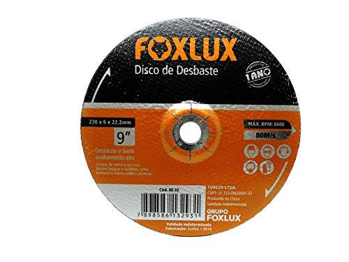Disco de Desbaste Foxlux – 9" – 230 x 6 x 22,2mm – Desbaste e Semiacabamento – Metal, aço inox, laminada, alumínio, latão fundido e titânio