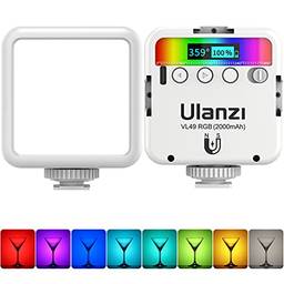 ULANZI Luzes de vídeo VL49 RGB brancas, luz de câmera LED 360° colorida portátil iluminação fotográfica com 3 sapatos frios, 2000mAh recarregável CRI 95+ 2500-9000K lâmpada suporta atração magnética