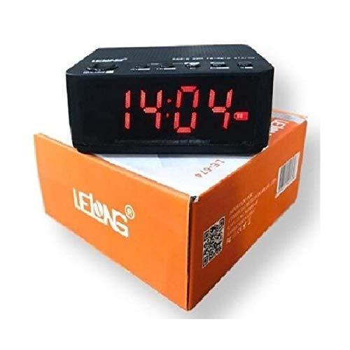 Rádio Relógio Digital Despertador Portátil de Mesa Lelong Bluetooth, Radio FM, Entrada para Cartão