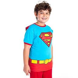 Camiseta Superman Infantil Cosplay, Piticas, Criança Unissex, Azul, 10