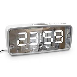 Eastdall Rádio Relógio,Rádio Despertador Digital 5.1 '', Despertador Espelhado, Dimmer de 3 Níveis, Rádio FM com Sleep Timer, Volume Ajustável, Modo Escuro, Alarme com Snooze