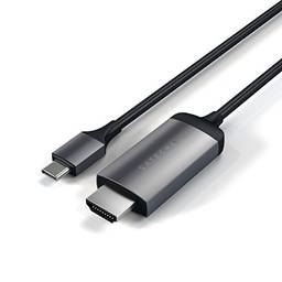 Cabo HDMI tipo C de alumínio Satechi 4K 60Hz - Compatível com MacBook Pro 2016/2017/2018, MacBook Air 2018, iPad Pro 2018, MacBook Pro 2015/2016/2017, Microsoft Surface Go e mais, Space Gray