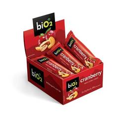 biO2 Display Barra de Castanhas e Frutas Nuts Cranberry, 12 unidades de 25 g, Vegana e sem Glúten