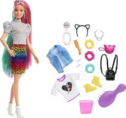 Barbie Boneca Penteado Arco-íris Animal Print Loira