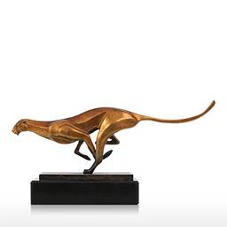 Tomshin Escultura em bronze de leopardo Arte moderna Artesanato Decoração de mesa em casa Vida selvagem Estátua de leopardo Ornamento de cobre no escritório