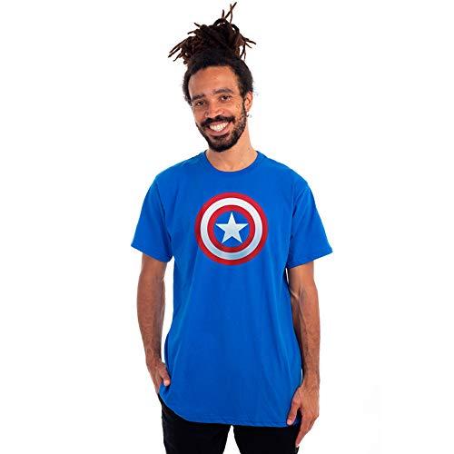 Camiseta Capitao america logo, clube comix, unissex, azul, GG