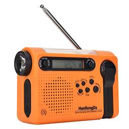 Strachey Rádio de emergência externa rádio portátil AM FM SW manivela movida a energia solar com lanterna LED 2000mAh bateria alarme SOS