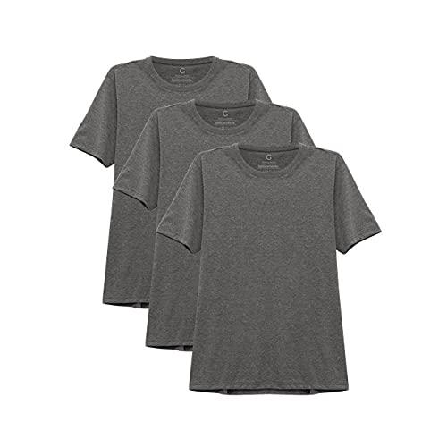 Kit 3 Camisetas Gola C Masculina; basicamente; Mescla Escuro GG