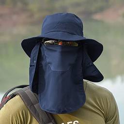 Tomshin Chapéu de sol Proteção UV Aba larga pescoço flap tampa facial capa multifuncional para caminhadas e pesca na praia