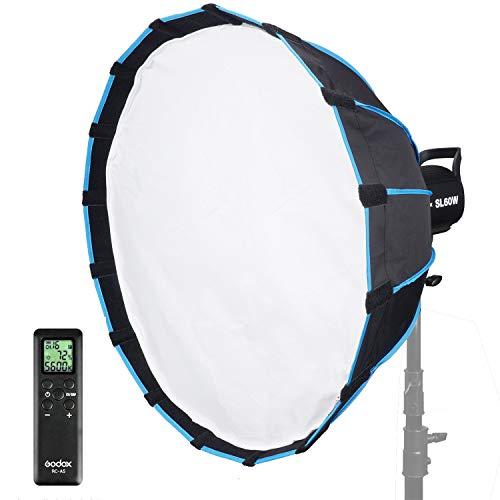 Godox SL60W Kit with Soft Box Softbox (Special Design for SL-60W) 5600K Studio Continuous LED Video Light Lamp 5600K Bowens Mount for Video Recording,Wedding,Outdoor Shooting