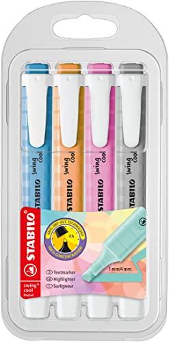 Marca-Texto – STABILO Swing Cool Pastel – Estojo com 4 unidades – Em 4 cores exclusivas