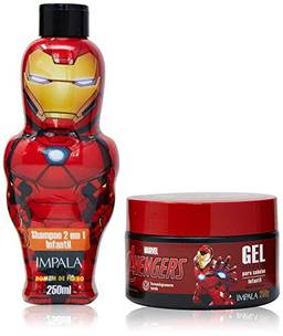 Impala Cosmeticos Kit Avengers Homem de Ferro - Shampoo 2 em 1 250Ml + Gel 250G