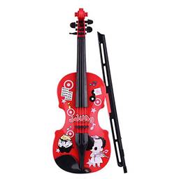 Strachey Crianças Pequeno Violino com Arco de Violino Divertido Instrumentos Musicais Educacionais Brinquedo Violino Eletrônico para Crianças Crianças Meninos e Meninas Vermelho