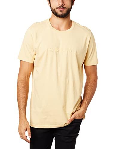 T-Shirt Logo Bordado, Guess, Masculino, Amarelo, M