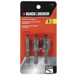 BLACK+DECKER Conjunto de adaptadores de soquete 71-565, 3 peças