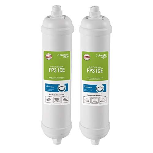 Kit 2 Refil Filtro Externo Planeta Água FP3 ICE Geladeira Side by Side Electrolux Samsung LG T33