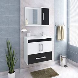 Gabinete de Banheiro Atenas Com Espelho - Branco/preto - Mgm