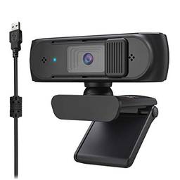 Phomnd USB Webcam 2,5K FHD PC 5MP Webcam com correção de luz AF e microfones duplos Compatible with vídeo, ensino com tampa de privacidade preta
