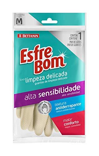Luvas De Alta Sensibilidade Para Limpeza Suave, Tamanho M. Linha Esfrebom., Esfrebom, Creme, Médio