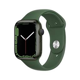 Apple Watch Series 7 GPS, Caixa em alumínio verde de 45 mm com Pulseira esportiva trevo
