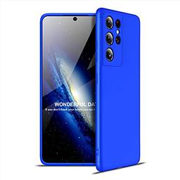 SHUNDA Capa para Samsung Galaxy S21 Ultra, ultrafina 3 em 1 híbrida 360° capa protetora completa fosca destacável antiarranhões capa dura para Samsung Galaxy S21 Ultra 7,8" - Azul