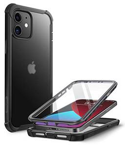 Clayco Forza Series Case for iPhone 12 Mini 5.4 inch (2020 Release), Full-Body Rugged Cover with Built-in Screen Protector Compatible with Fingerprint Reader (Black)