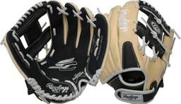 Rawlings Série Sure Catch Glove | Luvas de beisebol T-Ball e juvenil | Mão direita | 28 cm | Preto/Camelo