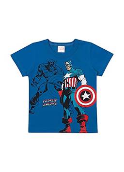 Camiseta Manga Curta Capitão América, Meninos, Marlan, Cobalto, 2